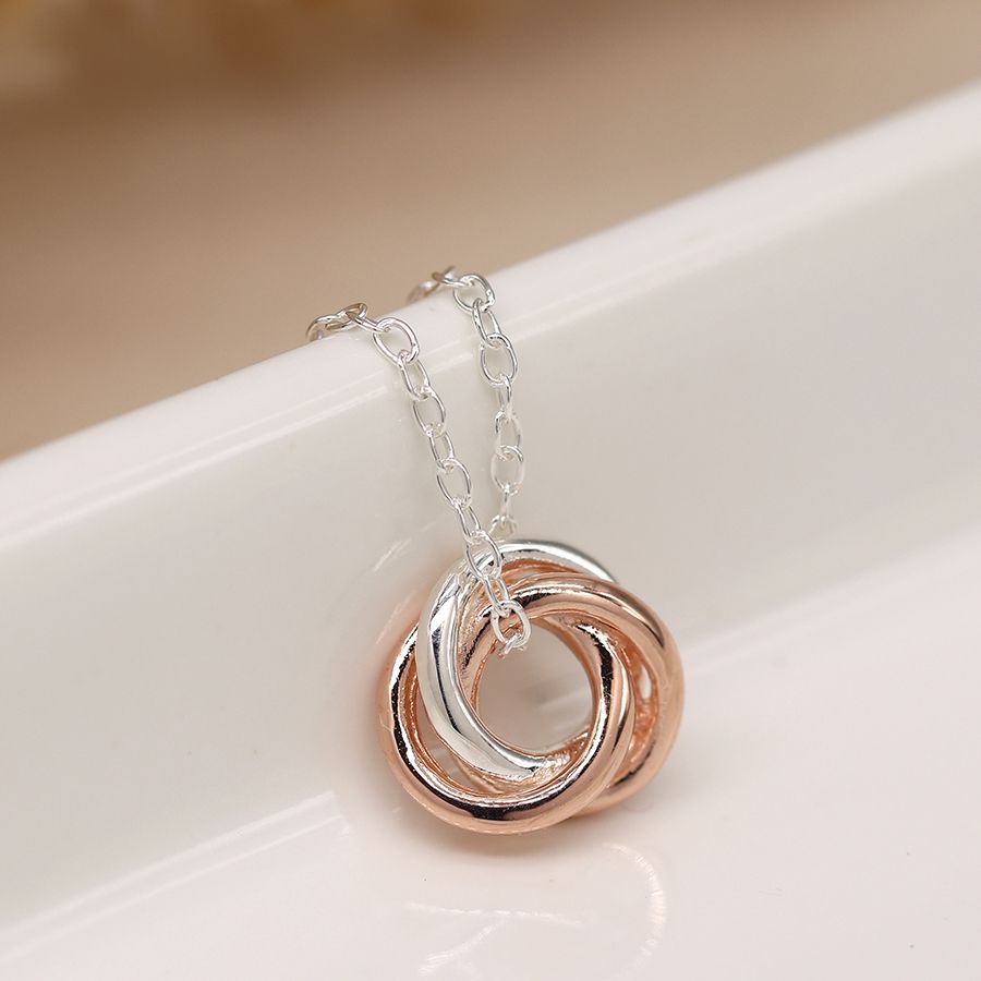 POM Sterling silver and rose gold intertwined hoops necklace