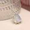 POM Sterling Silver Rainbow Moonstone Decorative Drop Necklace