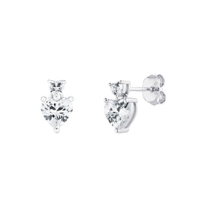 Sterling Silver CZ Double Heart Earrings - More Than Just a Gift | Narborough Hall