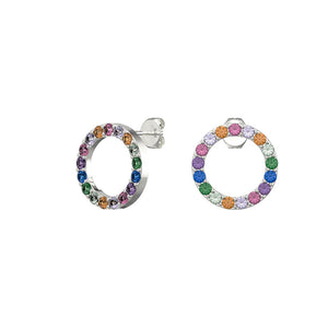Sterling Silver Coloured CZ open Circle Stud Earrings - More Than Just a Gift | Narborough Hall