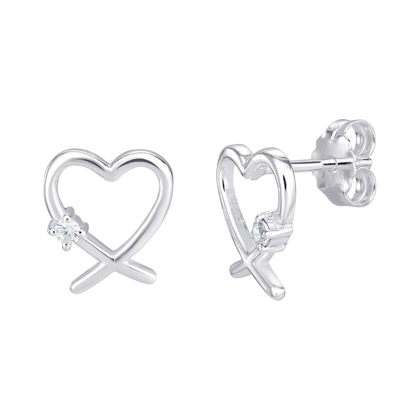 Sterling Silver CZ Abstract Heart Earrings - More Than Just a Gift | Narborough Hall