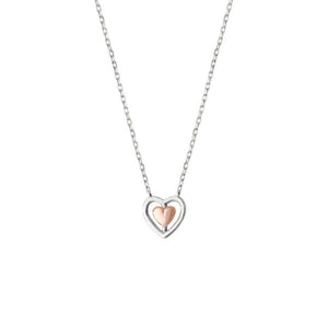 Kurate Rose-Plated Double Heart Necklace