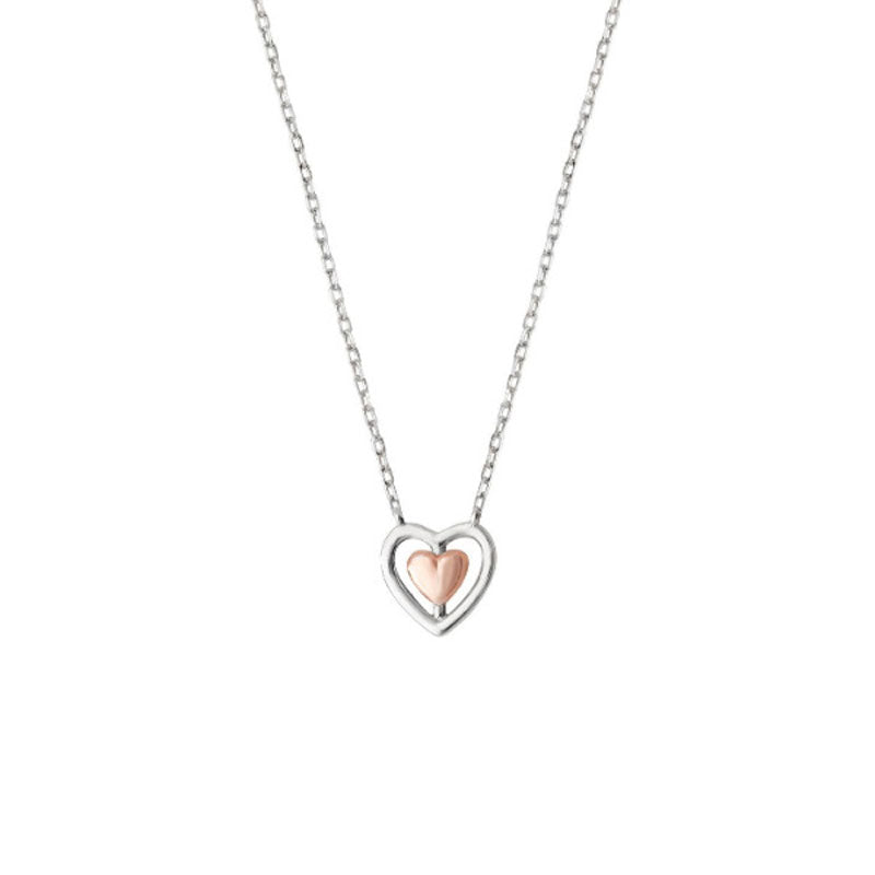 Kurate Rose-Plated Double Heart Necklace
