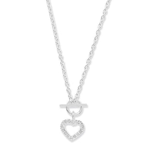 Kurate CZ Heart T-Bar Necklace
