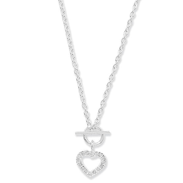 Kurate CZ Heart T-Bar Necklace