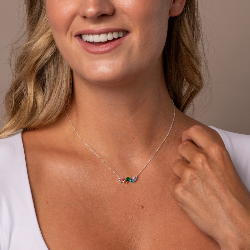 Sterling Silver CZ Coloured Teardrop Necklace - More Than Just a Gift | Narborough Hall