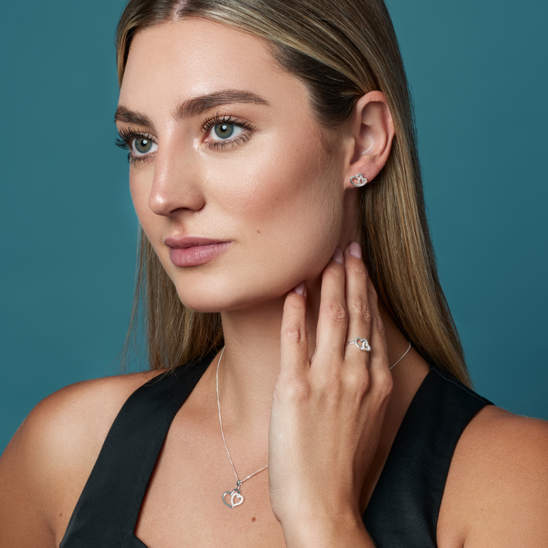 Sterling Silver Double Cz Heart Pendant - More Than Just a Gift | Narborough Hall