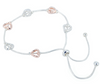 Adjustable Hammered Hearts Bracelet - Silver & Rose Gold