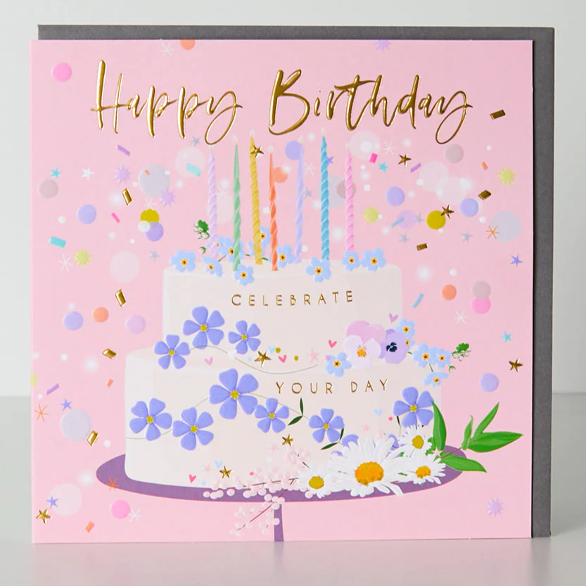 Belly Button Elle Happy Birthday Cake Card