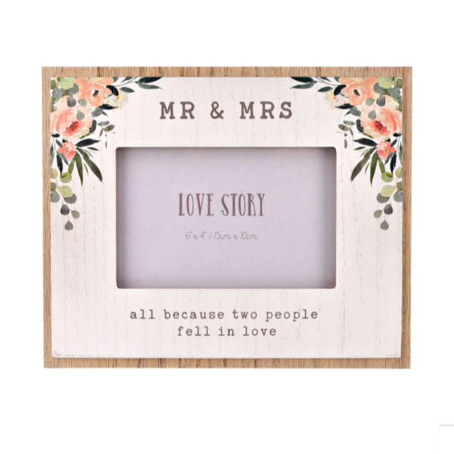 Love Story 'Mr & Mrs' Photo Frame 6" x 4"