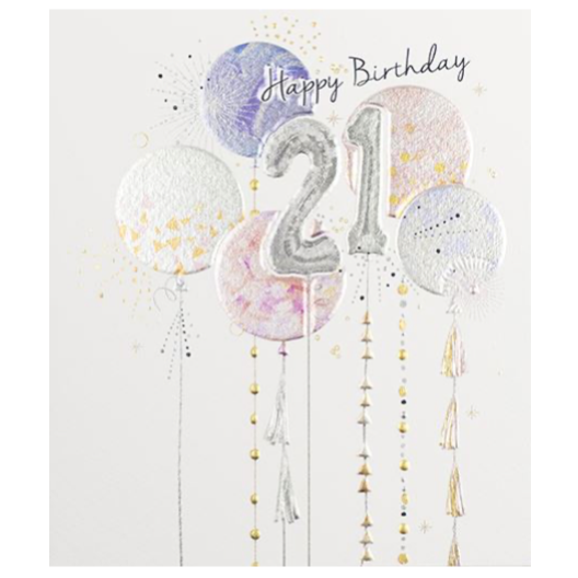 Amaretto  21st Birthday Balloons Card