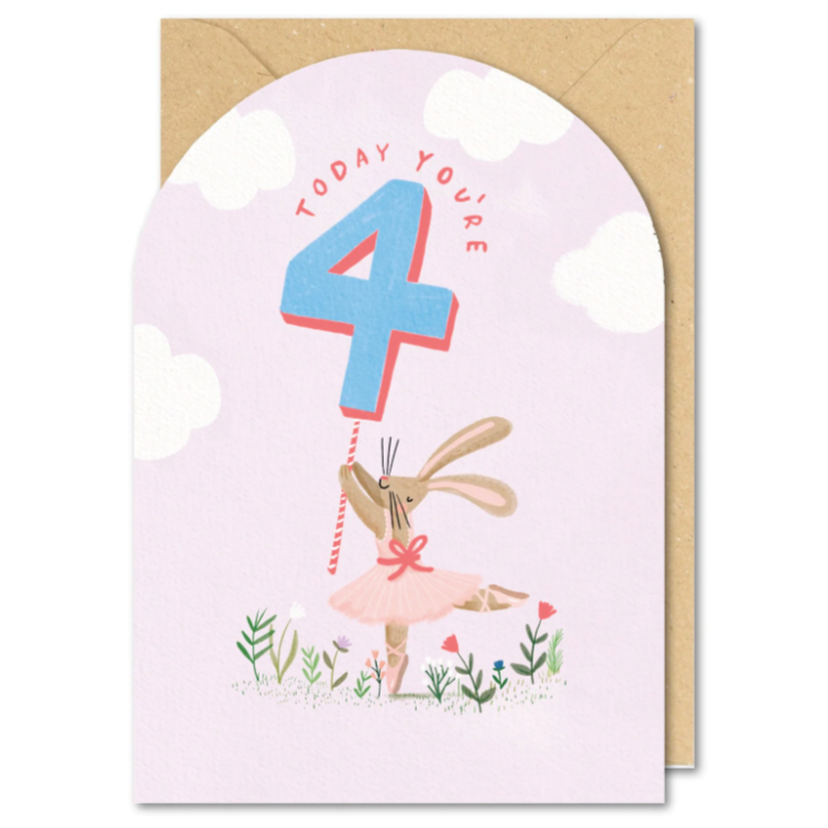 Peaches & Cream You're 4 today Birthday Card