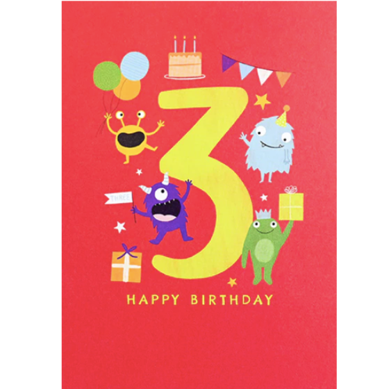 First Chapter Boy Age 3 Happy Birthday Card