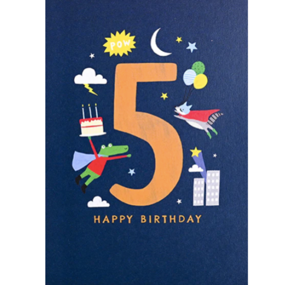 First Chapter Boy Age 5 Happy Birthday Card