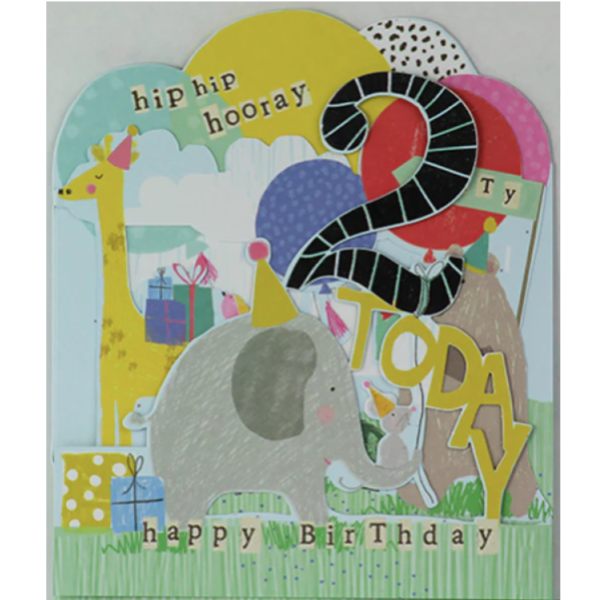 Hopscotch Happy 2nd Birthday Card