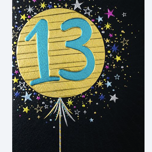 Pick 'N' Mix Age 13 Birthday Balloon Card
