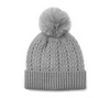 POM Grey Recycled Yarn Herringbone Cable Knit Hat