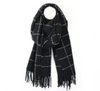 POM Black Fine Checkered Fringe Scarf