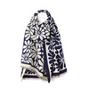 POM Navy & Ecru Floral reversible Jacquard Scarf