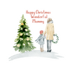 Winterland Mummy Girl & Tree Christmas Card