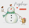 Nephew At Christmas - Snowman With Hedgehog/Snowball Card