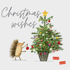 Christmas Wishes With Love - Christmas Tree With Baubles/Hedgehog Card