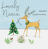 Lovely Niece Merry Christmas - Reindeer/Christmas Tree Card