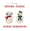 Holly Jolly Special Couple Snowmen Christmas Card