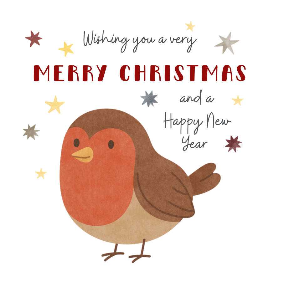 Holly Jolly Merry Christmas Robin Card
