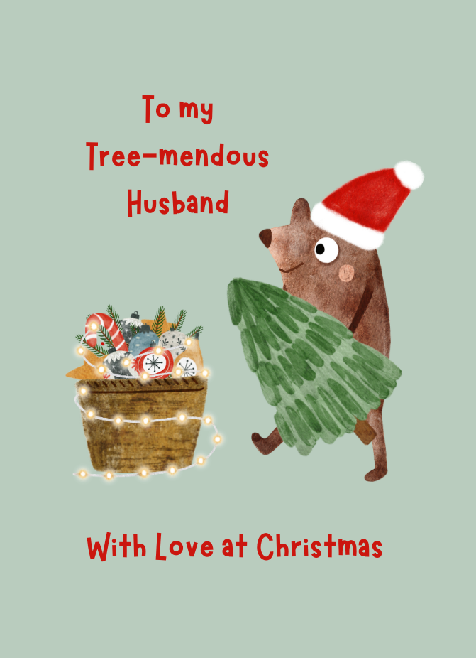 Petimo Treemendous Husband Christmas Card