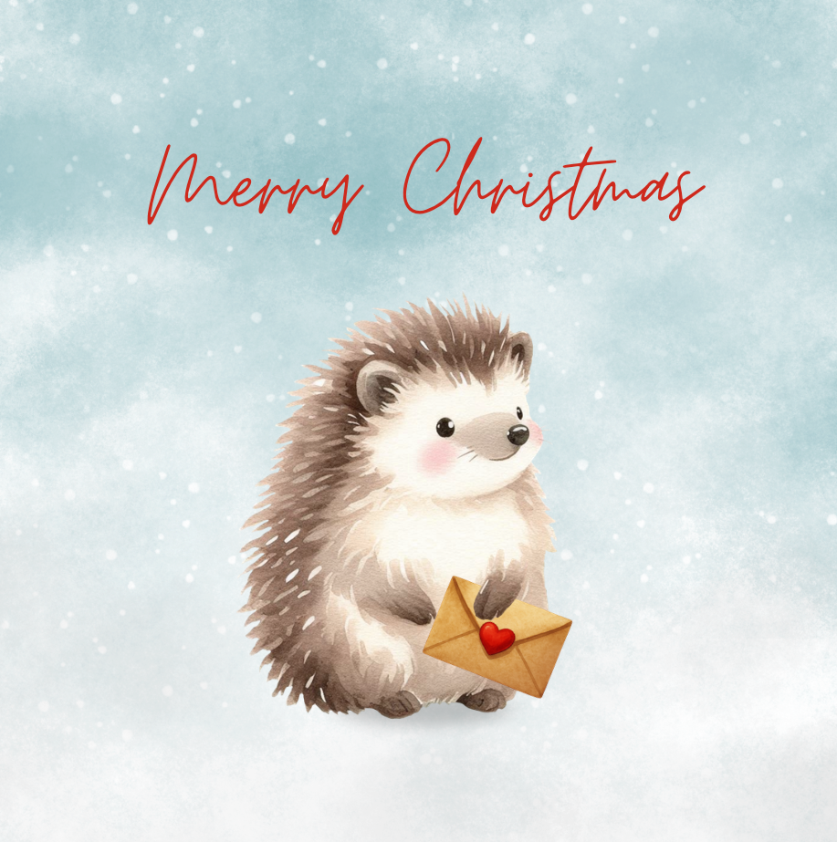 Write Christmas Hedgehog Card