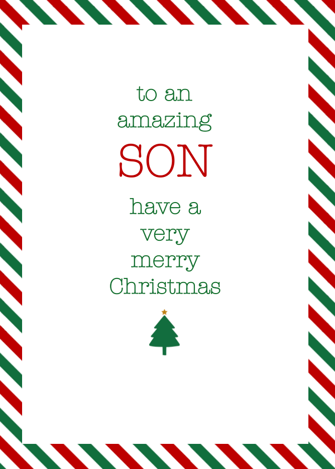 Petimo Type & Stripe Son Christmas Card