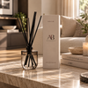 soho loft black Oudh and patchouli 400ml reed diffuser with black reeds and smoked glass vessel