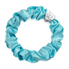 Turquoise Silk Scrunchie Bangle With Silver Heart