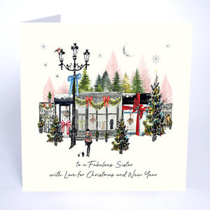Five Dollar Shake To A Fabulous Sister With Love for Christmas And New Year (Shops) Christmas Card