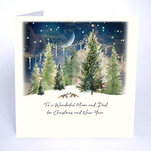 Five Dollar Shake To A Wonderful Mum And Dad for Christmas and New Year (Forest) Christmas Card