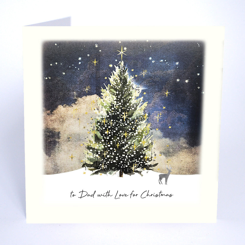 Five Dollar Shake To Dad With Love for Christmas (Tree) Christmas Card