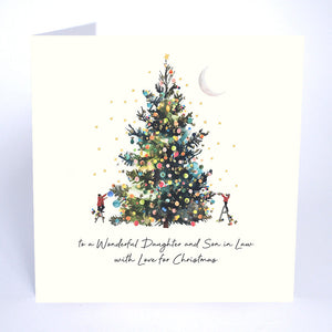 Five Dollar Shake To A Wonderful Daughter And Son In Law With Love for Christmas (Tree) Christmas Card