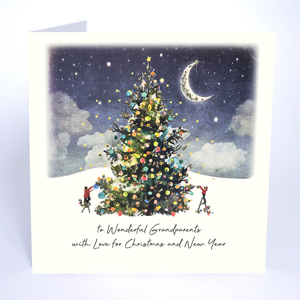 Five Dollar Shake To Wonderful Grandparents With Love for Christmas And New Year (Tree) Christmas Card