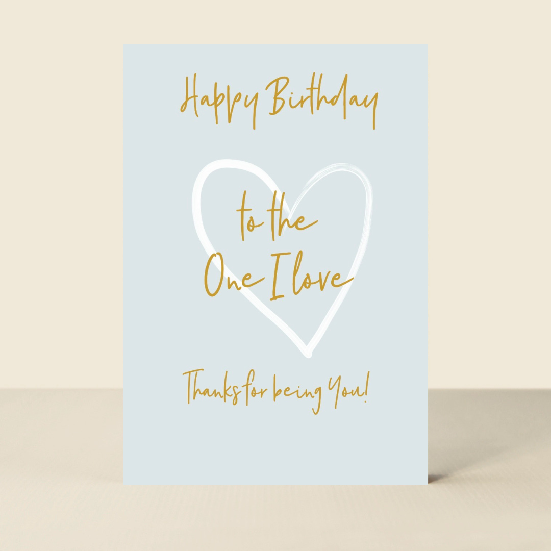 Petimo - One I Love Birthday Wonderful You Blue Gold Foil Card