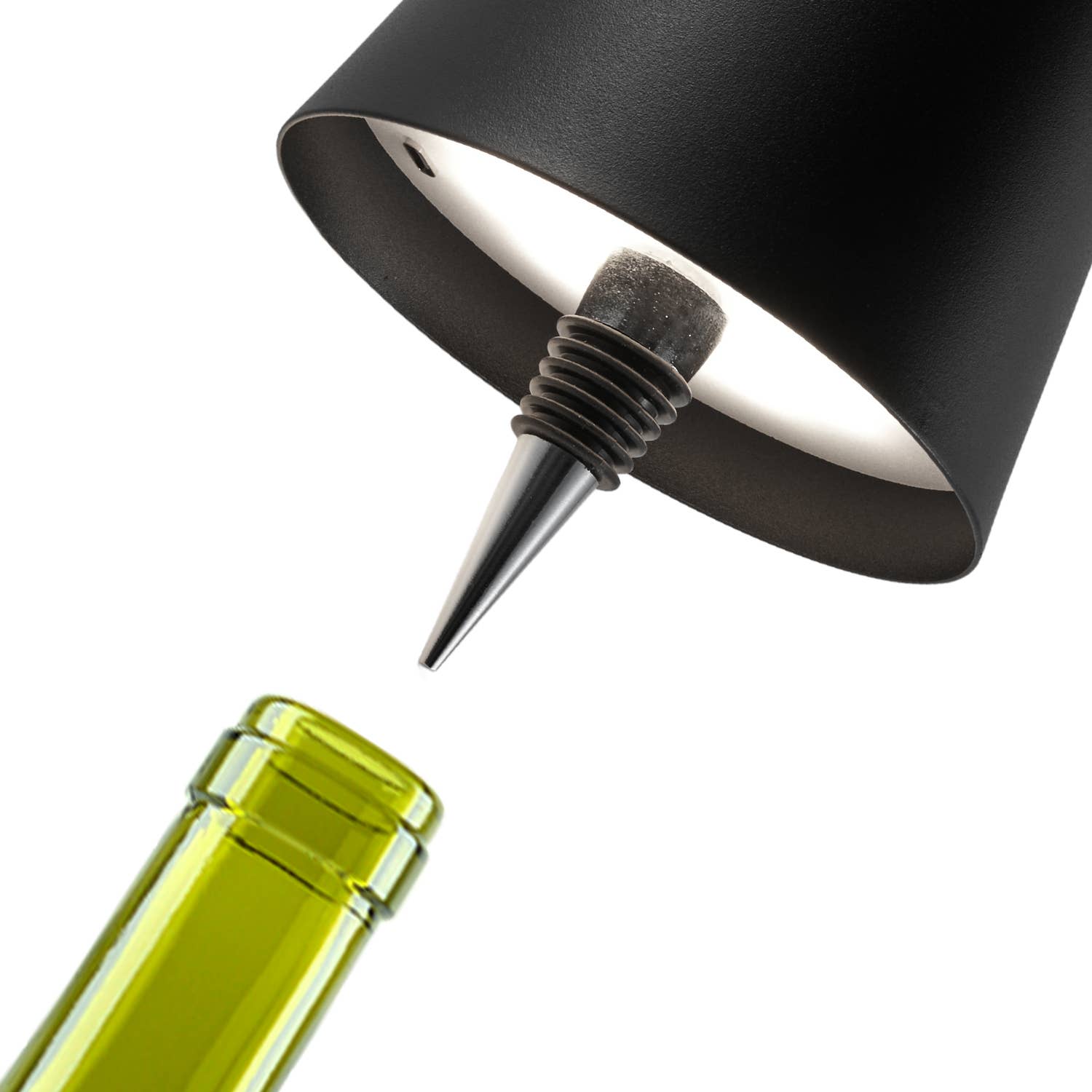 Cordless LED Table Lamp with Bottle Stopper: Cream