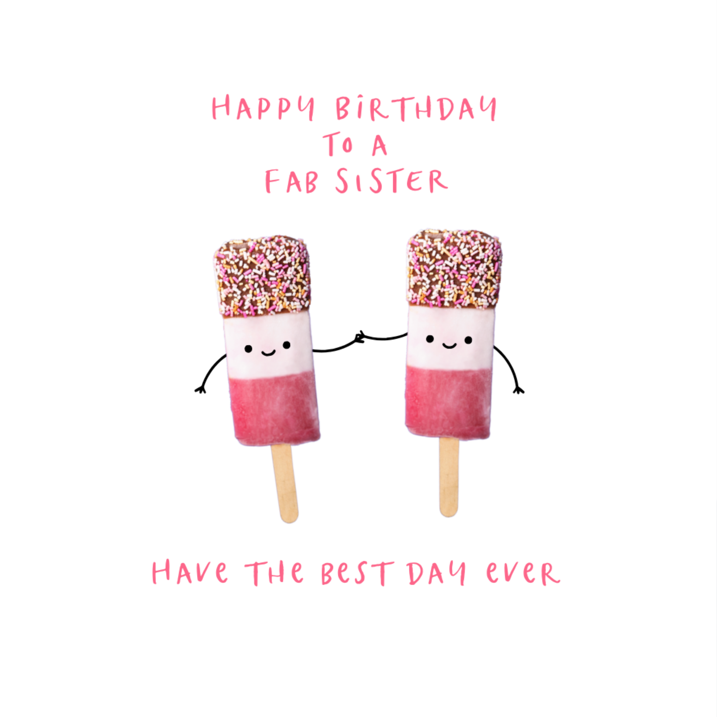 Petimo - Better Together Fab Sister Ice Lolly Cute Birthday Card