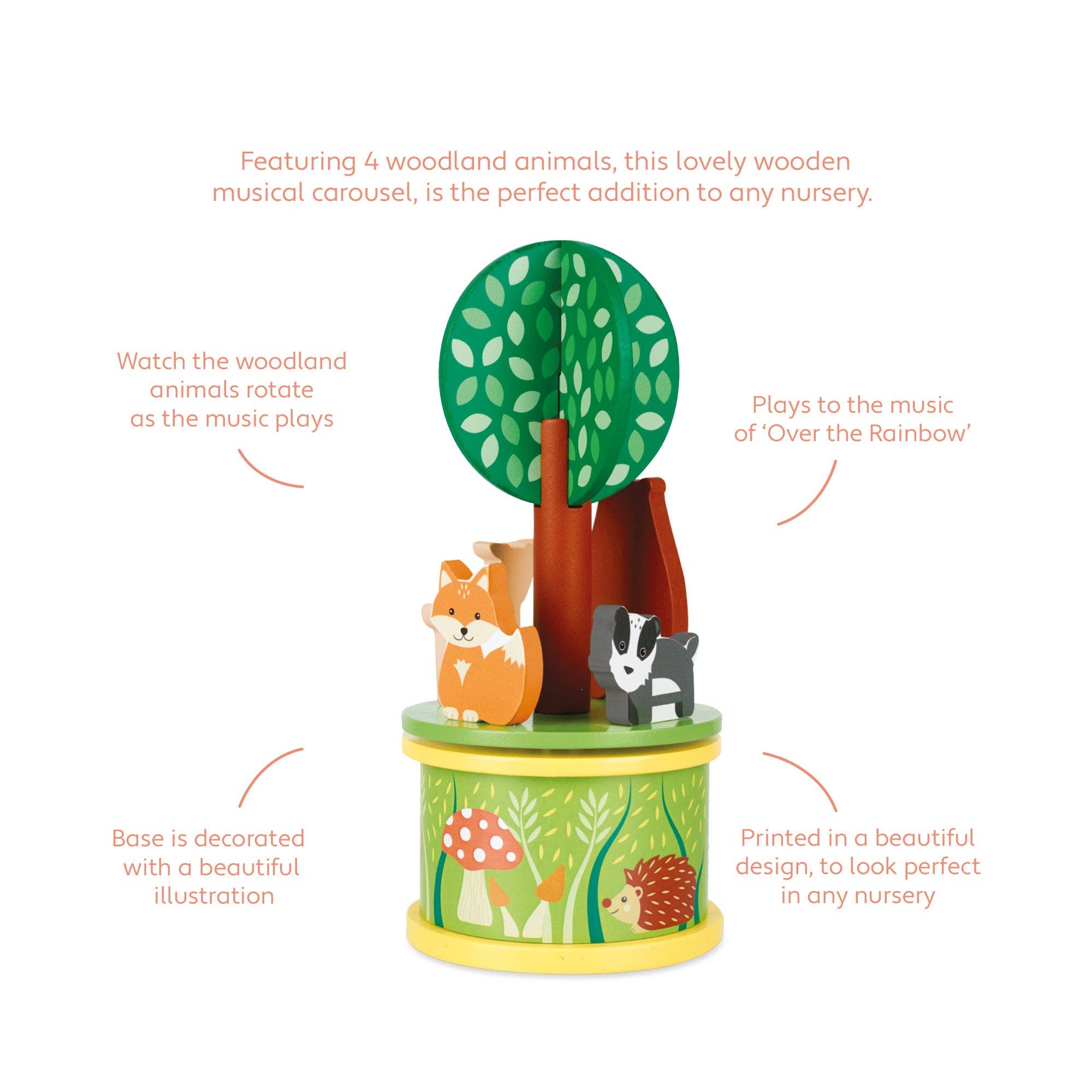 Orange Tree Toys - Woodland Wooden musical carousel