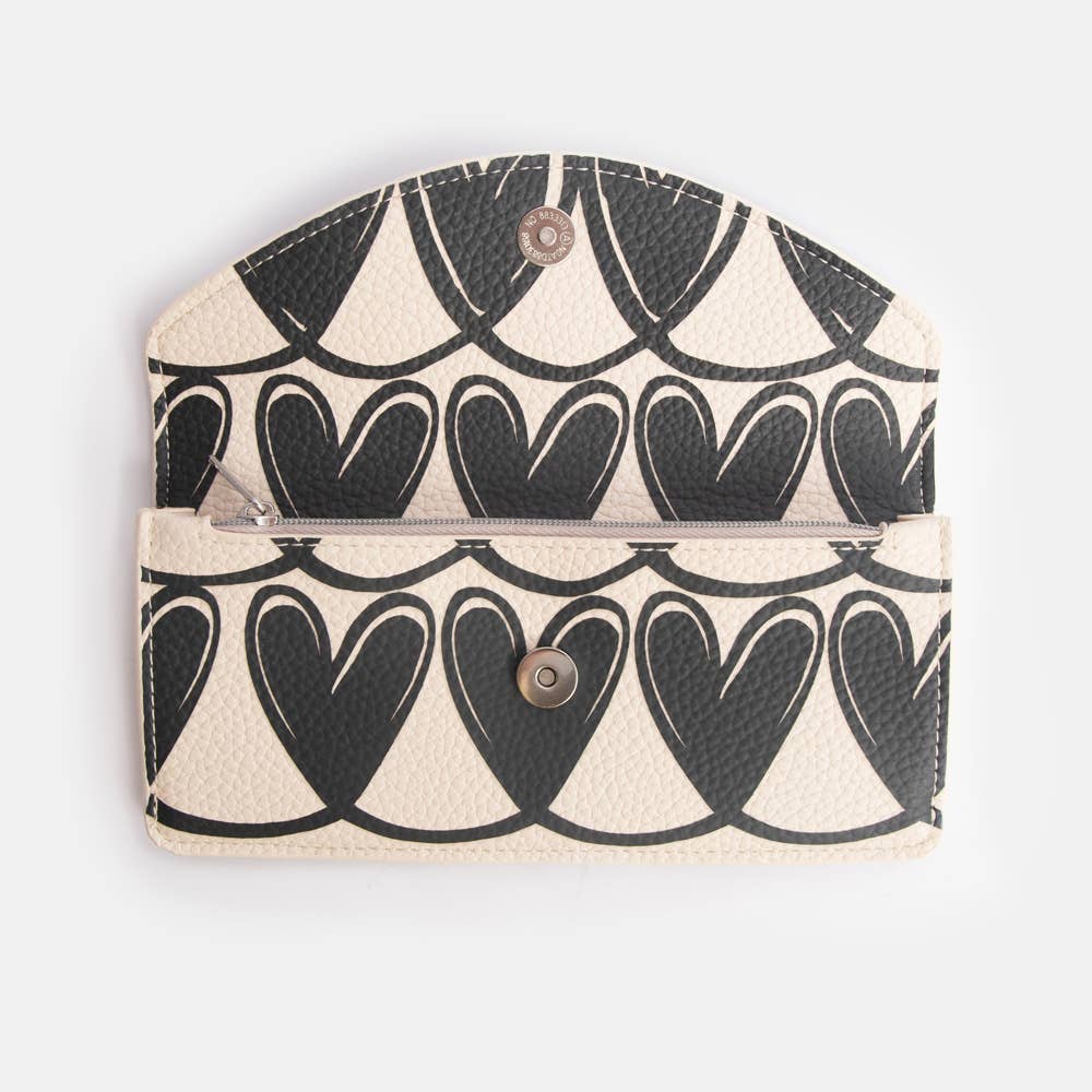 Caroline Gardner - Mono Linked Hearts Long Envelope Purse