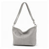 Italian Leather Shoulder Bag - Light Grey