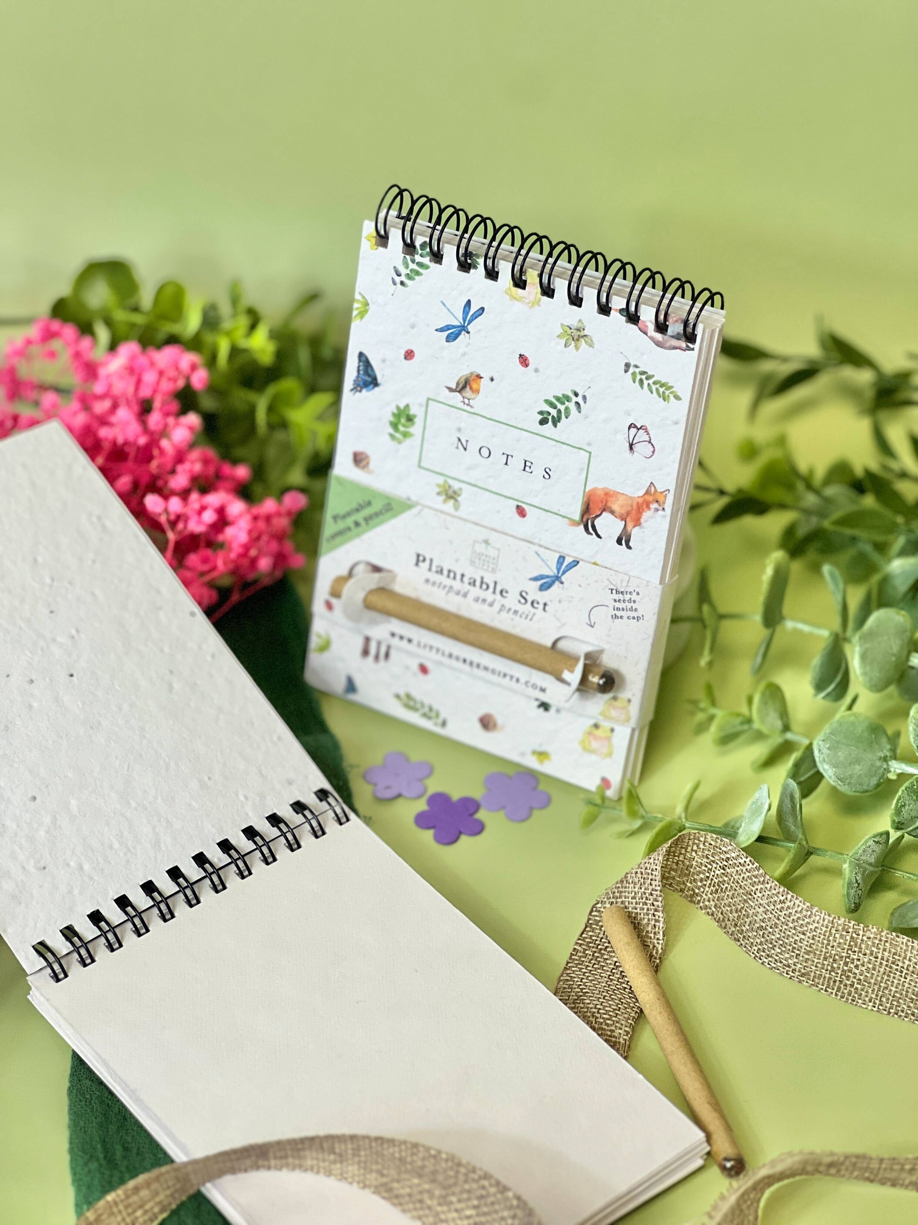 Little Green Gifts - A6 Notepad & Pencil Set - Choice Of Designs (TU-6): 003 - Blushing Blooms - More Than Just a Gift | Narborough Hall