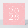 Petimo - Galaxy Pink Confetti Born 2026 New Baby Girl Card