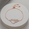 Rose Gold with Cubic Zirconia Double Heart Bracelet