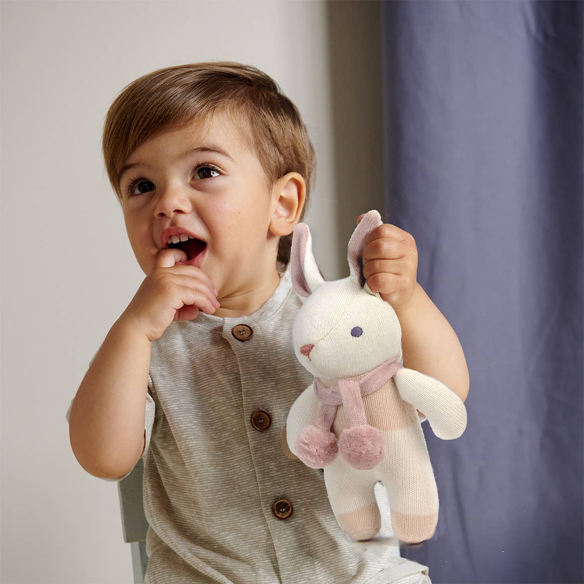 ThreadBear Design - Baby Threads Cream Bunny Rattle