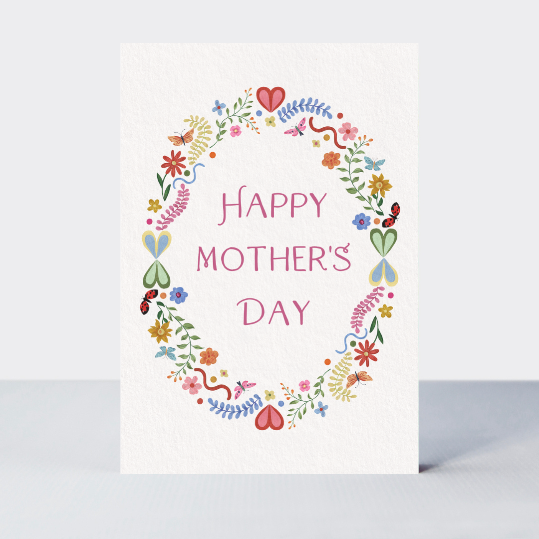 Petimo - Folklore Happy Mother's Day Floral Foliage Wreath Card - More Than Just a Gift | Narborough Hall